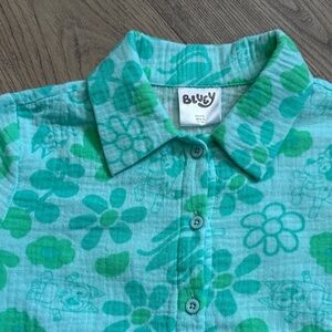 Kids Floral Green Shirt bluey